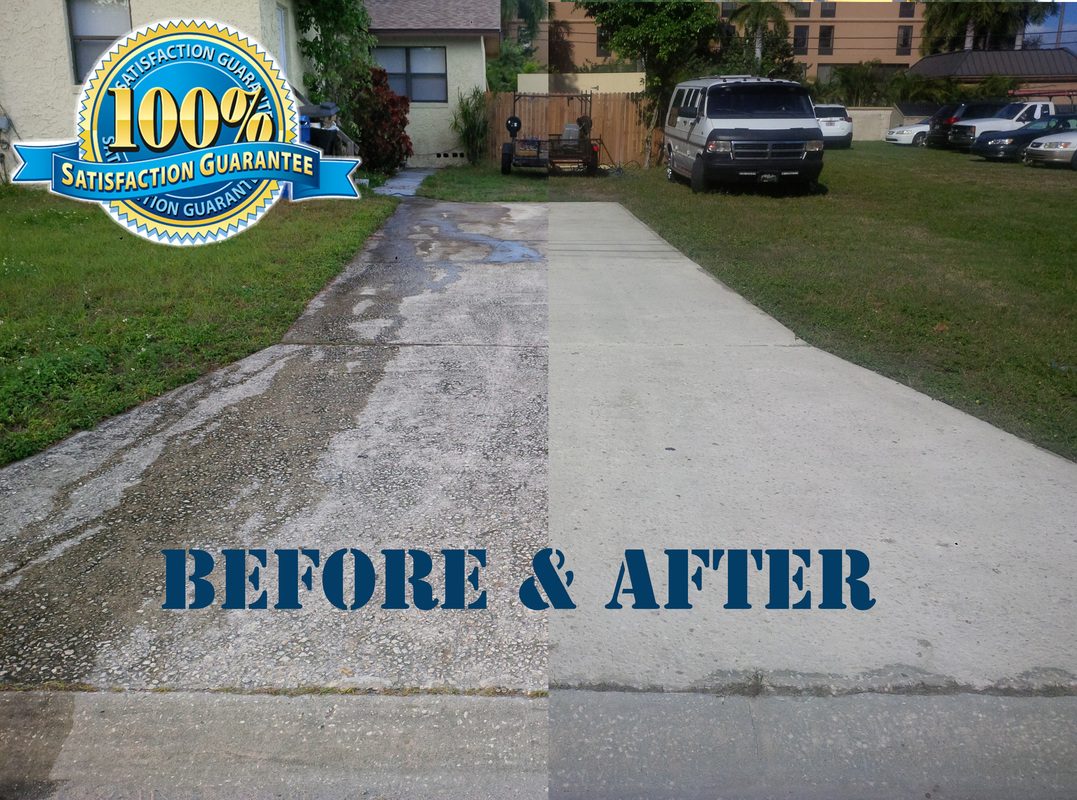 Before and after driveway cleaning